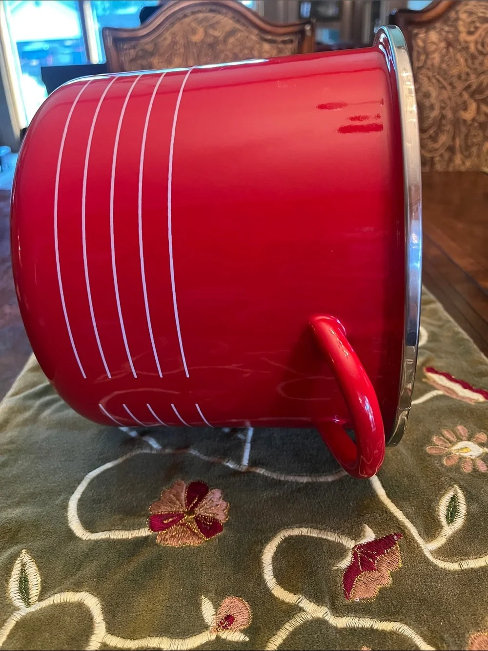 Sam Lebowitz Design for copco Red Enamel Stockpot with White Stripe Accent